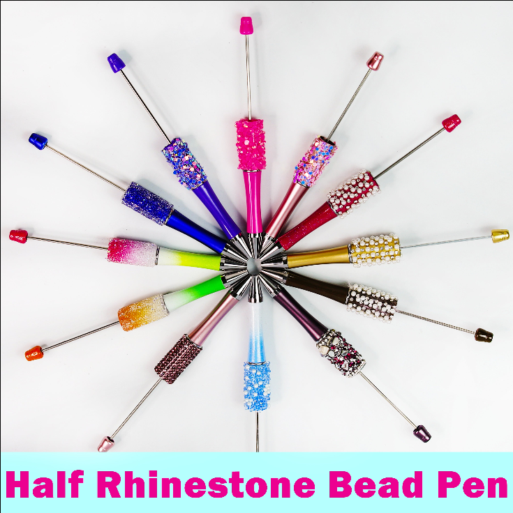 Half Rhinestone Glitter Beaded Pen
