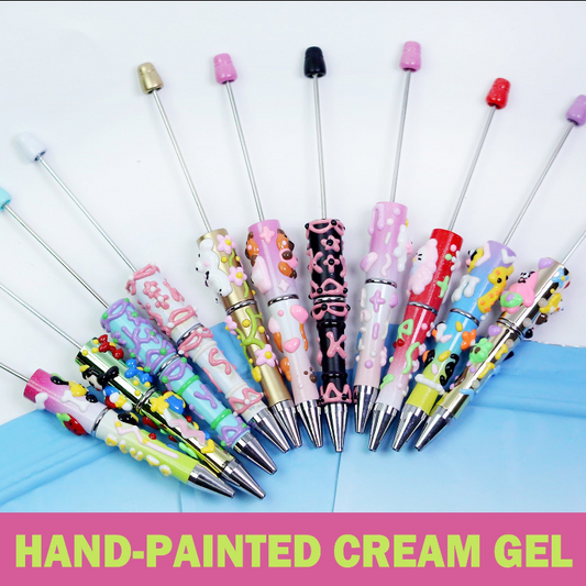 Hand-painted cream gel Beaded pen