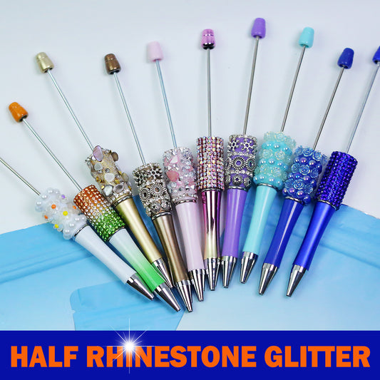 Half Rhinestone Glitter Beaded Pen
